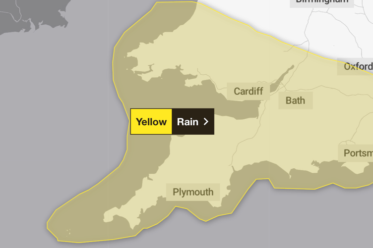 The weather warning area issued by the Met Office