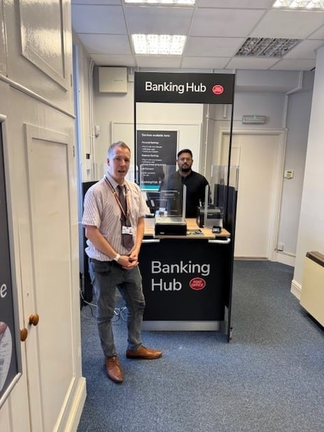 Inside the new banking hub, located inside Bodmin Town Council's Shire House building.