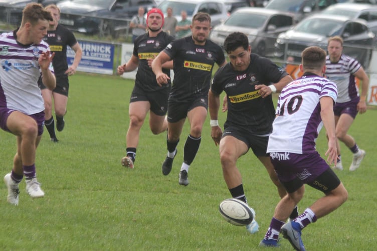 Launceston full-back Jose Luis Juarez, pictured in action against Exmouth on September 21, is back in the team for tomorrow’s clash at Sidmouth. Picture: Paul Hamlyn