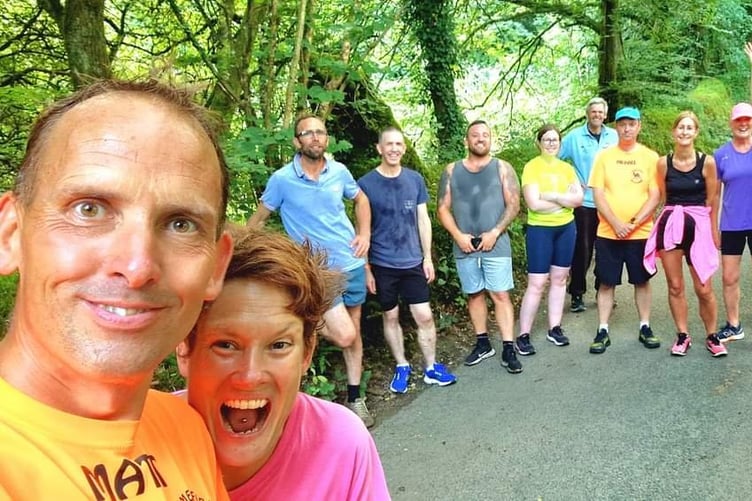 Matt and Sam on one of their Social Runs around Camelford. Pictured at Fenteroon Bridge.