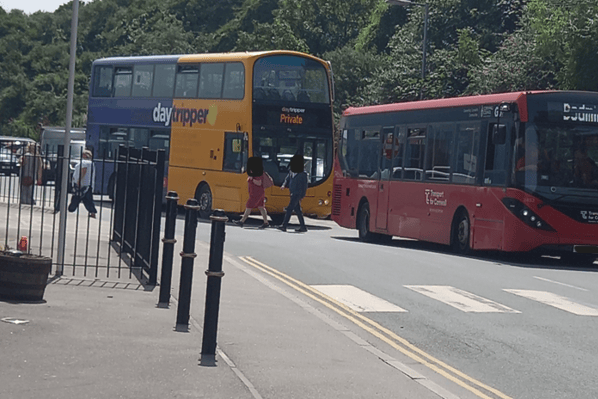 Bus services at Padstow station which cause a hazard, according to the town council (Picture: Padstow Town Council)