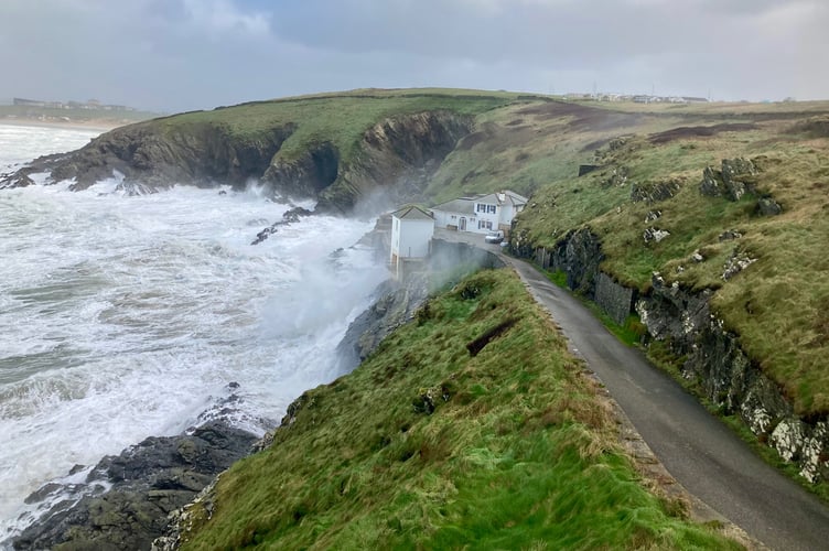 Stormy sea off Pentire.