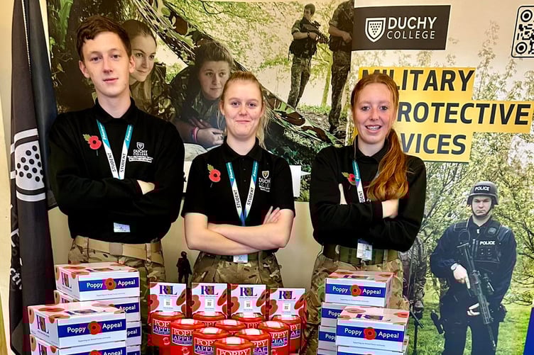 STUDENTS from the Duchy College Military and Protective Services Academy led this year's Callington Poppy Appeal to a record fundraising amount