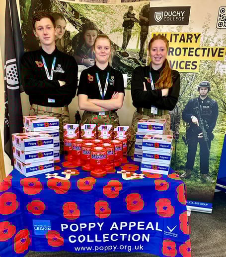 STUDENTS from the Duchy College Military and Protective Services Academy led this year's Callington Poppy Appeal to a record fundraising amount