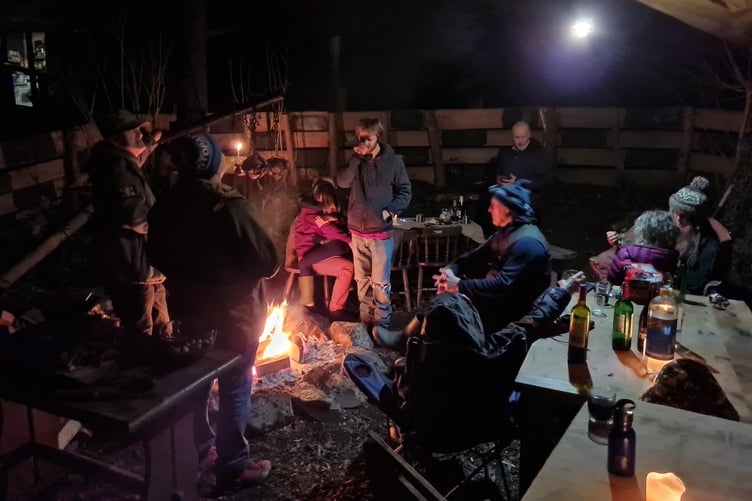 15 people turned up for the Christmas feast which was held in the open air at the Callington campsite. (Picture: James Lankester)