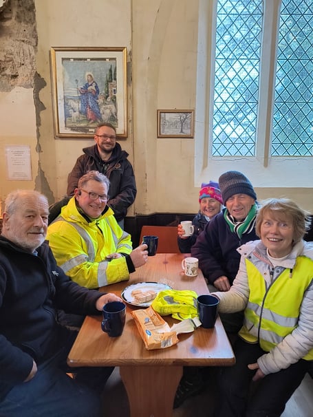 Bodmin Bluetits enjoying a cup of tea after their latest gardening session (Picture: Bodmin Bluetits)