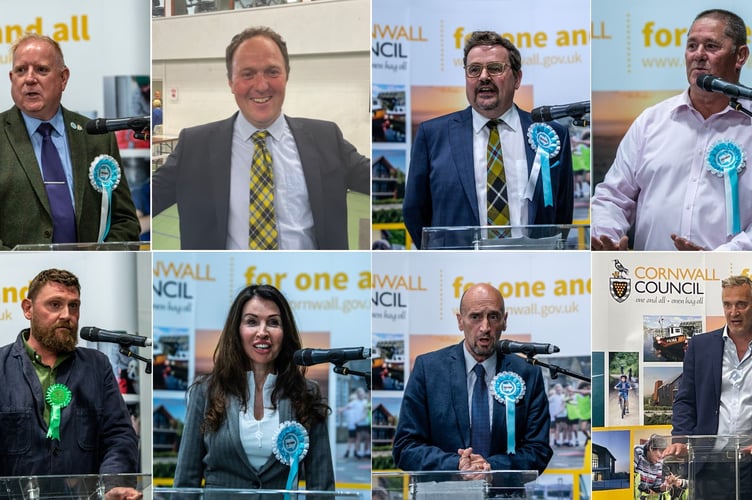 Top row, left to right: Jamie Hanlon (Reform) wins Penwithick and Boscoppa; Adrian Parsons (Liberal Democrat) retains Atlarnun & Stoke Climsland (Picture: Tindle); Sean Smith (Reform UK) St Cleer & Menheniot; Keith Johnson (Reform UK) for Saltash Tamar. Bottom row, left to right: Mayor of Newquay Drew Creek (Green) took the Newquay Trenance; Julie Cunningham (Reform) wins St Mewan and Grampound; James Gale (Reform UK) Lynher; Damon Dennis (Liberal Democrat) for Launceston South (Picture: Tindle). (All other election images kindly supplied by Paul Williams)