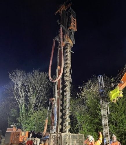 Piling work taking place ahead of the installation of new external gantries