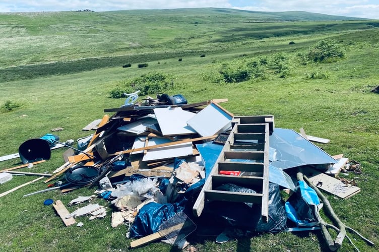Fly tipping at Cadover on Dartmoor