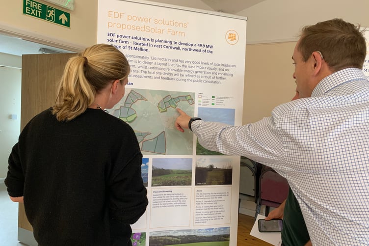 A public exhibition and consultation at St Dominic allowed locals to view the plans for EDF's proposed 126 hectare solar farm outside Callington. (Picture: Sarah Martin)