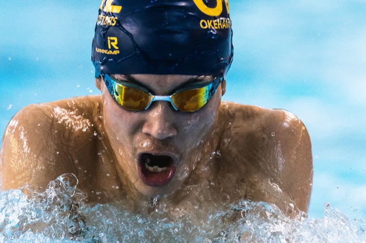 Callum Davies, of Okehampton Otters swimming club, during his amazing quadruple swimming success.