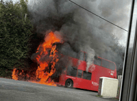 Footage of bus on fire in Launceston