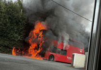 Footage of bus on fire in Launceston