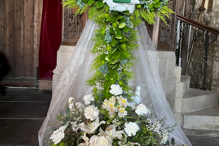 The floral display entitled 'At Peace' was shown during the 52nd Flower Festival at St Nicholas Church, Broadwoodwidger