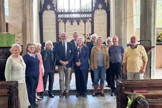 Lunch at St Swithin’s Church, Launcells, with members of the parochial church council and parish council (Picture: Bude-Stratton Town Council)