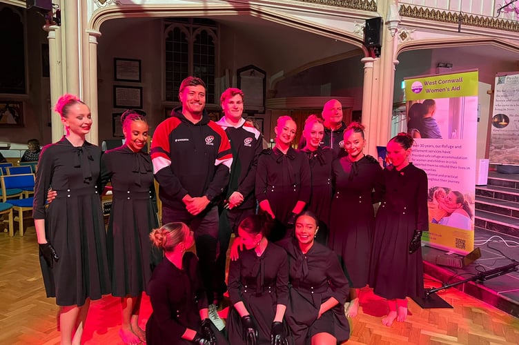 Cornish Pirates players Rory Suttor and Angus Mawson at the vigil held at St Mary’s Church