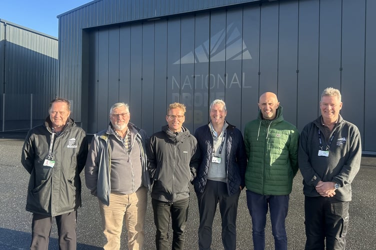 (L-R) Alan Pickersgill, National Drone Hub, Steve Gardner, Spaceport Cornwall, Ross Hulbert, Spaceport Cornwall, Dan Stembridge, National Drone Hub, Tom Leckie, Cornwall Airport Newquay, Gary Soar, National Drone Hub