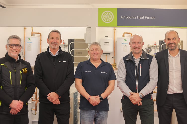 Mark Harris, Neil Jarmen, John Grimsdale , Darren Reski and Martyn Ford mark the collaboration between Cornwall College and Daikin.