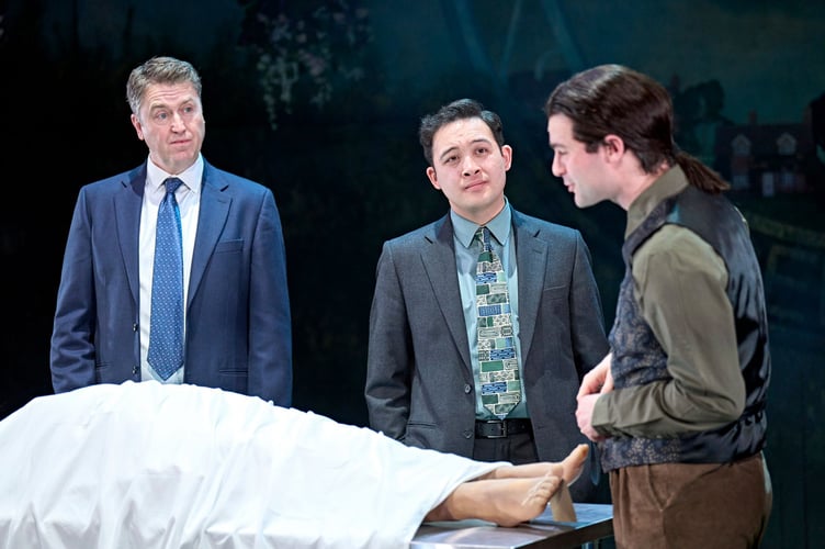 Daniel Casey (Barnaby), James Bradwell (Troy) & Rupert Sadler (Dennis Rainbird) in The Killings at Badger's Drift (Picture: Manuel Harlan)