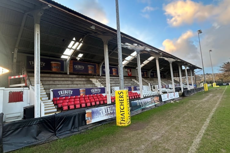 Sections of the main grandstand at the Mennaye Field have been ripped off by Storm Goretti