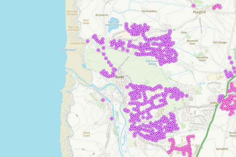 Bude streetlight map