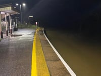 Storms turn Cornwall railway into canal