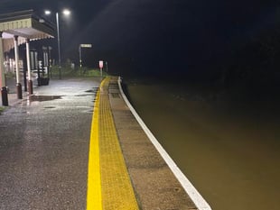 Storms turn Cornwall railway into canal