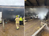 Firefighters tackle machinery blaze in barn