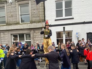 Proud Cornish children perform for St Piran's Day parade