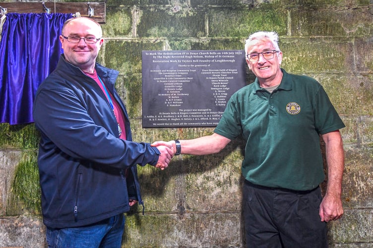Owen Borlase, president of the Truro Diocesan Guild of Ringers, with Steve Bradbury. (Picture: Derek R Williams)