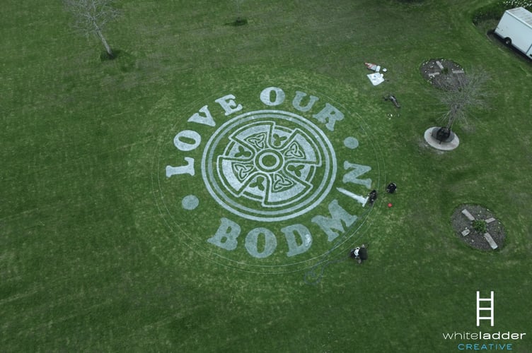 The 'Love our Bodmin' mural being painted in Priory Park (Picture: White Ladder Creative)