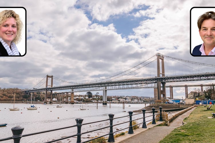Saltash Town Council clerk Sinead Burrows (left) has written to Philip Robinson, Chief Officer of Tamar Crossings (right), over proposed increases to Tamar Tag administration fees