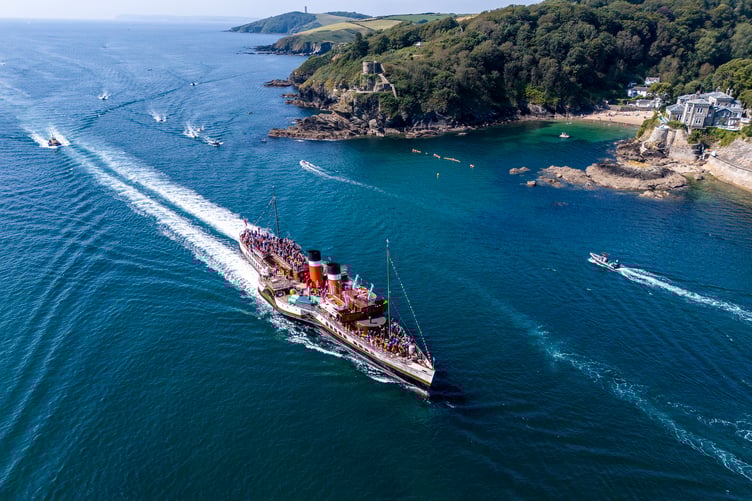 The Waverley off Readymoney Cove at Fowey during a previous visit to the South West. (Picture: Paul Williams)