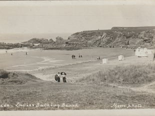 Evocative picture shows ladies bathing beach