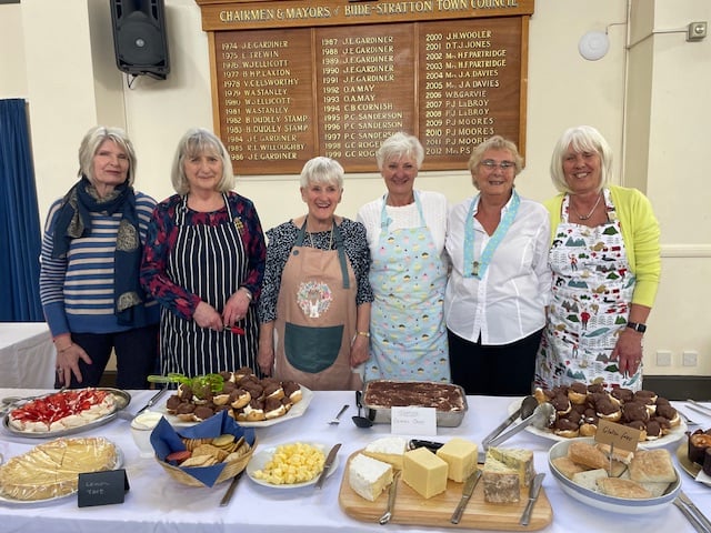 Bude Inner Wheel members ready to serve the delicious dessert course at the charity lunch