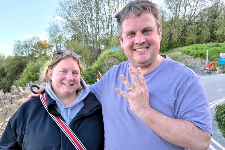 James Mustoe and his wife Laura after the ring had been found. James said: “I don't think I've ever looked happier!”