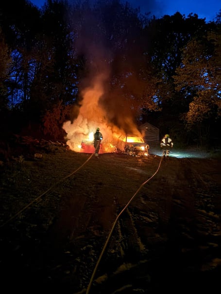 Fire crews tackle one of the early morning incidents in Gunnislake (Picture: Saltash Fire Station)