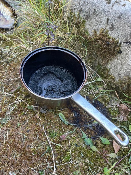The wrecked pan which was left on the cooker in Holsworthy (Picture: Holsworthy Fire Station)