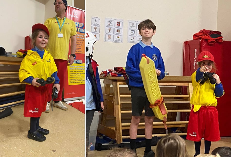 RNLI lifeguards teach pupils vital beach safety skills