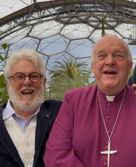 Jonathan Ball (left) with Bishop David Williams at the Eden Project's 25th anniversary celebrations