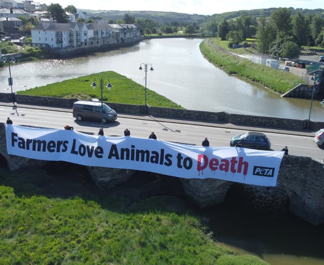 PETA campaigners send anti-meat message to show attendees