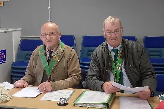 Chief Ranger Kevin Wadland and Secretary Gary Webber of Court Goodwill 5077 following the successful meeting at Liskeard Town Hall.