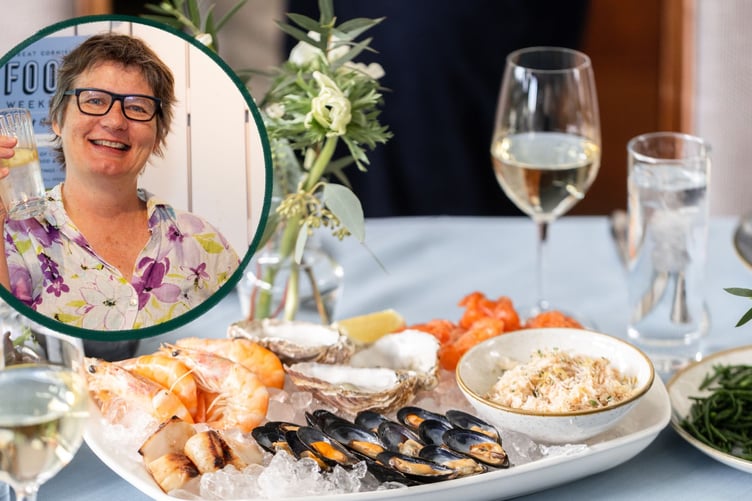 Seafood at the Quarterdeck restaurant (Picture: The Nare Hotel). Inset: Kirstie Newton (Picture: Sally Griffiths).