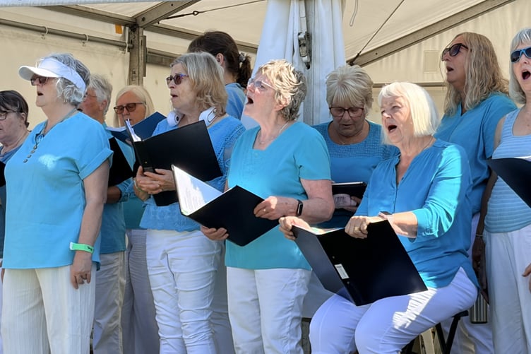 Members of the Keltique Choir were among those to perform on the Music Band Stand at the Liskeard Show
