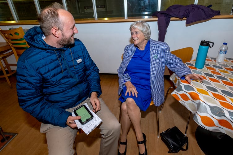 Interviewing Ann Widdecombe when she was a guest speaker at a Brexit Party rally held at Carn Brea Leisure Centre in Camborne in 2019 (Picture: Paul Williams)