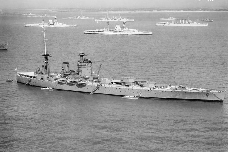 HMS Nelson off Spithead for the 1937 Coronation Fleet Review - where Thomas Woodrooffe did his drunken broadcast