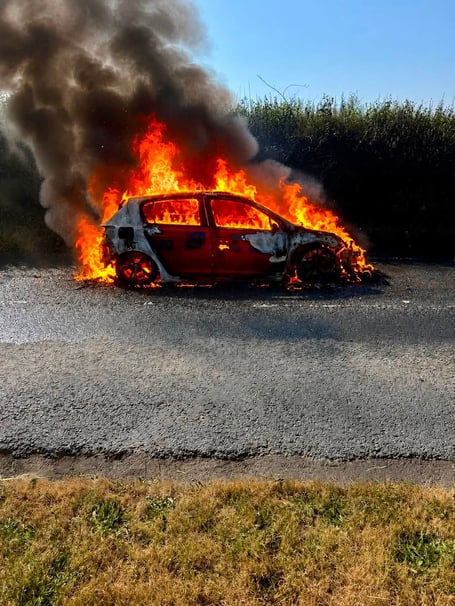 Launceston A388 Car Fire