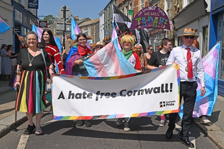 People marched through the streets of Truro in support of a 'hate free' Cornwall