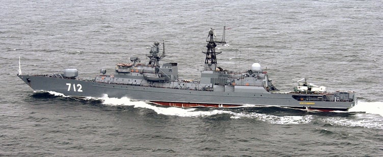 The exercise involving the Russian frigate Neustrashimy took place in international waters on Monday (Picture: Wiki Media)