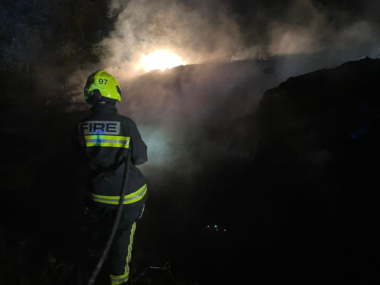 One of the fire crews battling the fire in Sutcombe (Picture: Holsworthy Fire Station)